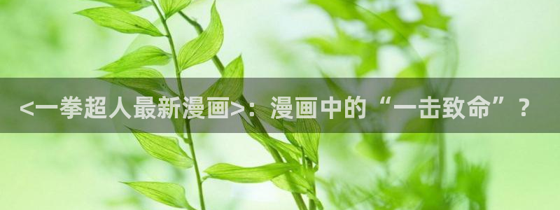 漫蛙网页版入口免费：<一拳超人最新漫画>：漫画中的“一击致命”？